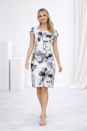 Mavi Midi Boy Çiçek Desenli 36 Beden Kadın Elbise