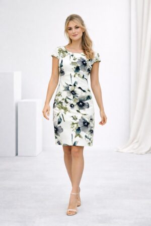 Yeşil Midi Boy Çiçek Desenli 36 Beden Kadın Elbise