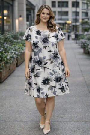 Mavi Midi Boy Çiçek Desenli 42 Beden Kadın Elbise