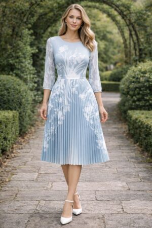 36 BEDEN PLİSELİ MAVİ ELBİSE